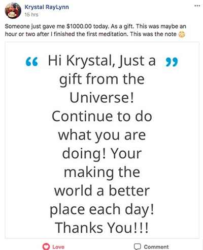 Krystal RayLynn $1000 testimonial